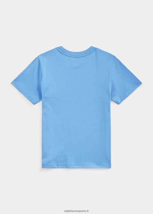 t-shirt en jersey de coton à logo 46T60T5766 enfants Ralph Lauren bleu de l'île du port