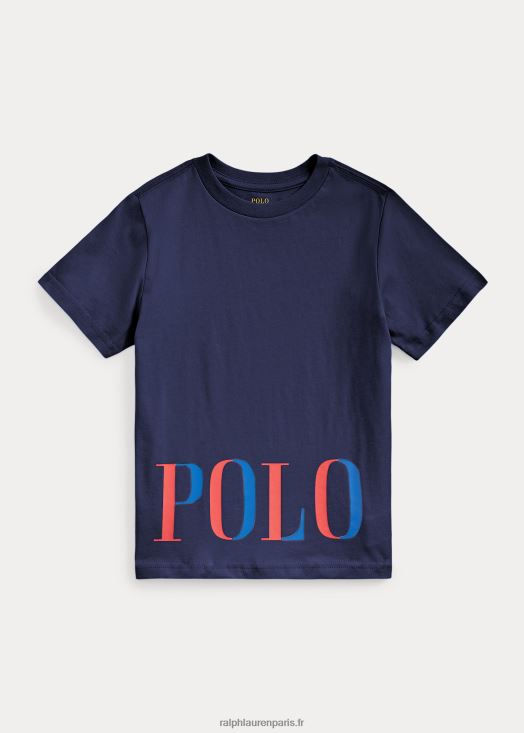 t-shirt en jersey de coton à logo 46T60T5767 enfants Ralph Lauren marine de newport