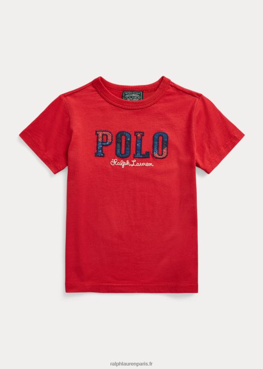 t-shirt en jersey de coton à logo 46T60T5802 enfants Ralph Lauren poteau rouge