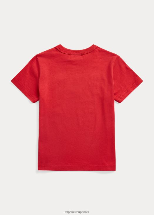t-shirt en jersey de coton à logo 46T60T5802 enfants Ralph Lauren poteau rouge
