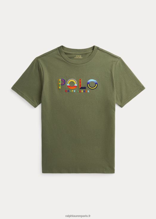 t-shirt en jersey de coton à logo 46T60T5971 enfants Ralph Lauren sauge noire