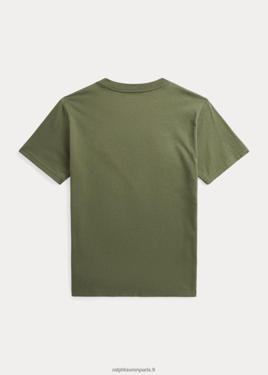 t-shirt en jersey de coton à logo 46T60T5971 enfants Ralph Lauren sauge noire
