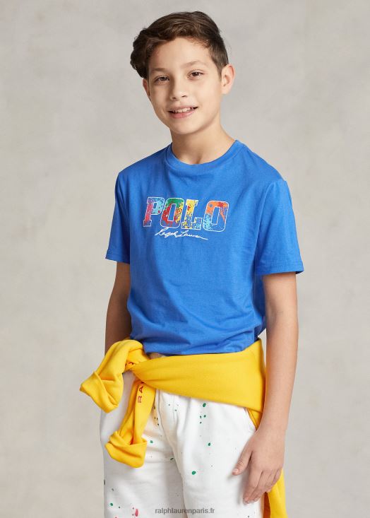 t-shirt en jersey de coton à logo 46T60T5987 enfants Ralph Lauren nouvel iris