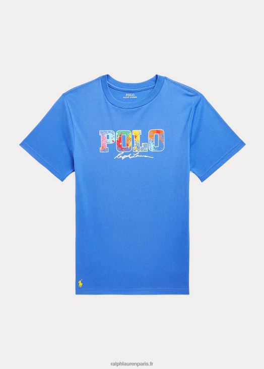 t-shirt en jersey de coton à logo 46T60T5987 enfants Ralph Lauren nouvel iris