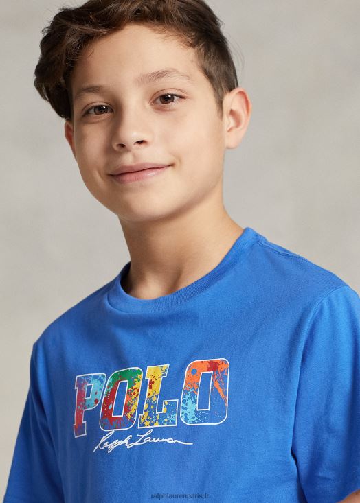 t-shirt en jersey de coton à logo 46T60T5987 enfants Ralph Lauren nouvel iris