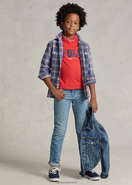 t-shirt en jersey de coton à logo 46T60T6000 enfants Ralph Lauren poteau rouge