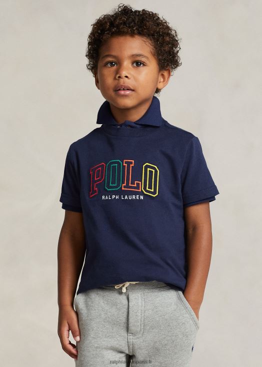 t-shirt en jersey de coton à logo 46T60T6432 enfants Ralph Lauren marine de croisière