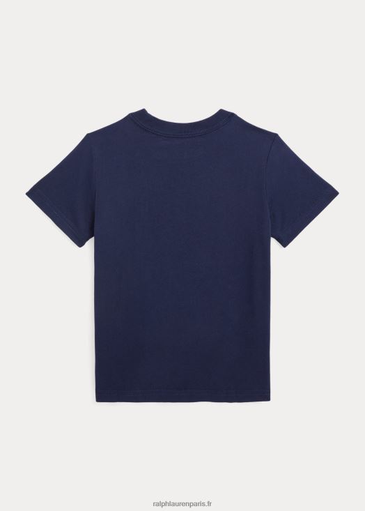 t-shirt en jersey de coton à logo 46T60T6432 enfants Ralph Lauren marine de croisière