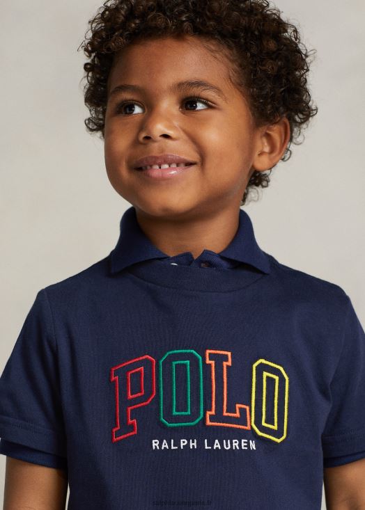 t-shirt en jersey de coton à logo 46T60T6432 enfants Ralph Lauren marine de croisière