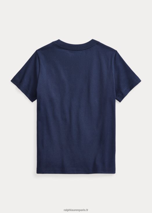 t-shirt en jersey de coton à logo 46T60T6491 enfants Ralph Lauren marine de croisière