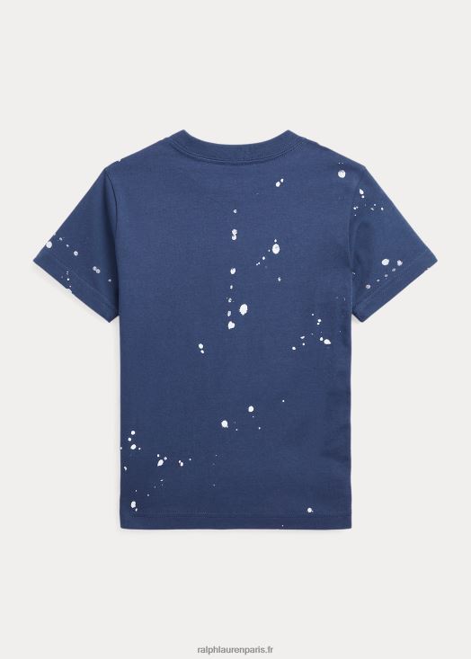 t-shirt en jersey de coton à logo 46T60T6507 enfants Ralph Lauren marine rustique