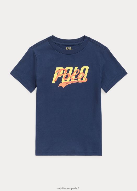 t-shirt en jersey de coton à logo 46T60T6509 enfants Ralph Lauren marine de croisière