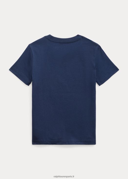 t-shirt en jersey de coton à logo 46T60T6509 enfants Ralph Lauren marine de croisière