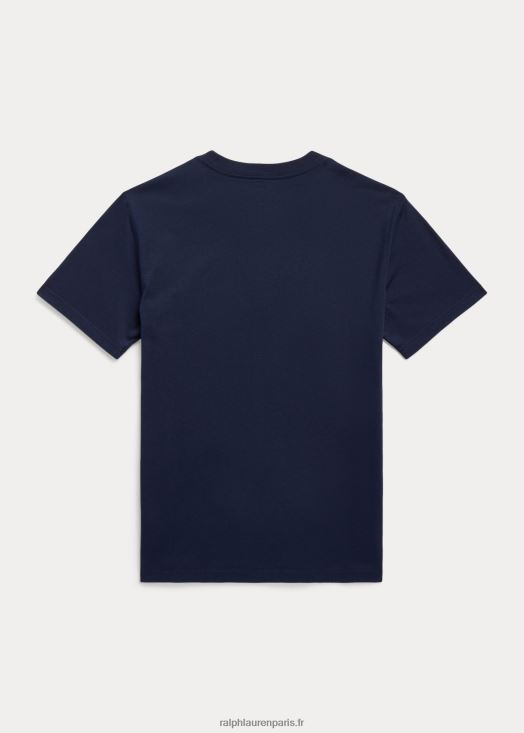 t-shirt en jersey de coton à logo 46T60T6562 enfants Ralph Lauren marine de croisière