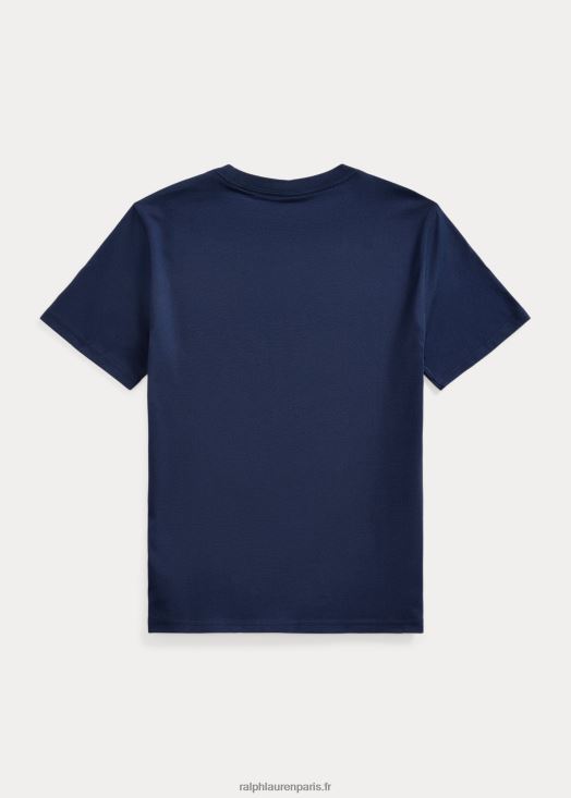 t-shirt en jersey de coton à logo 46T60T6623 enfants Ralph Lauren marine de croisière