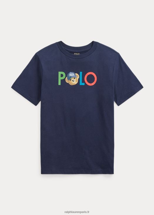 t-shirt en jersey de coton à logo 46T60T6630 enfants Ralph Lauren marine de croisière