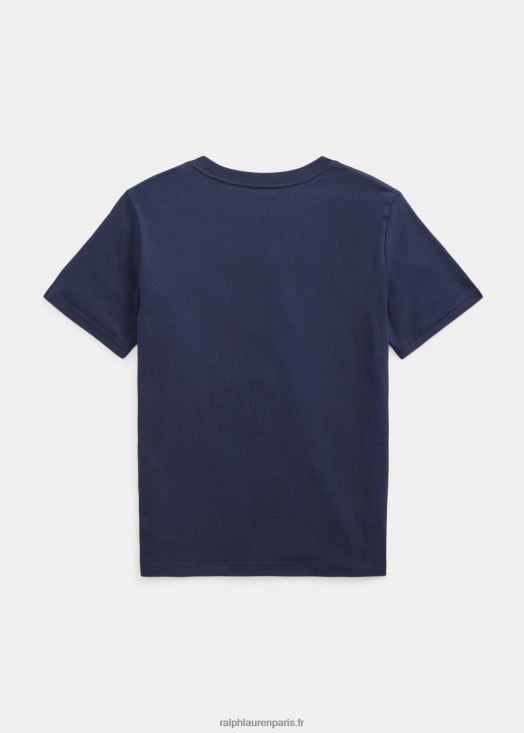 t-shirt en jersey de coton à logo 46T60T6630 enfants Ralph Lauren marine de croisière