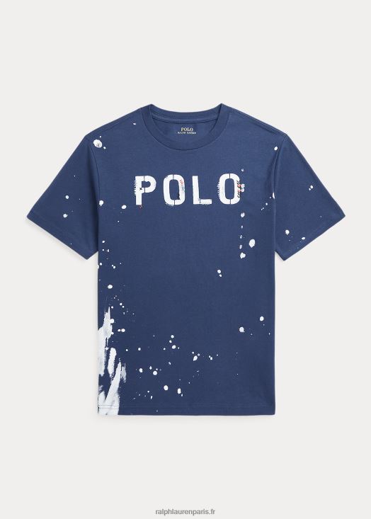 t-shirt en jersey de coton à logo 46T60T6642 enfants Ralph Lauren marine rustique
