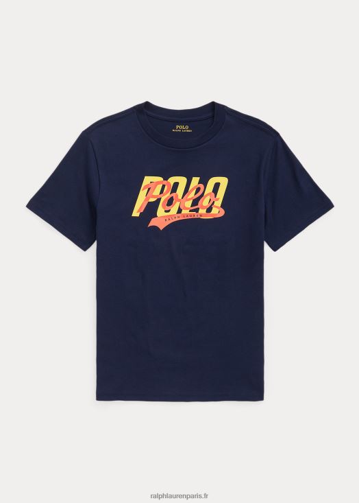 t-shirt en jersey de coton à logo 46T60T6646 enfants Ralph Lauren marine de croisière
