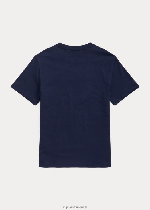 t-shirt en jersey de coton à logo 46T60T6646 enfants Ralph Lauren marine de croisière