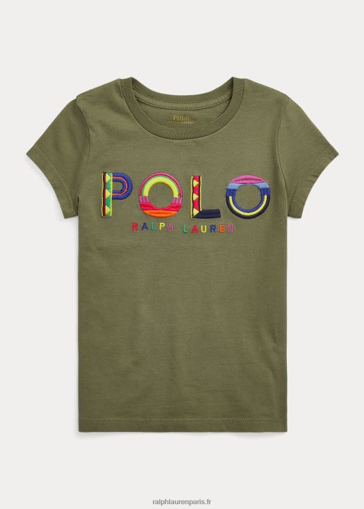 t-shirt en jersey de coton à logo 46T60T6854 enfants Ralph Lauren sauge noire
