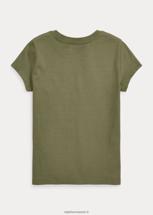 t-shirt en jersey de coton à logo 46T60T6854 enfants Ralph Lauren sauge noire