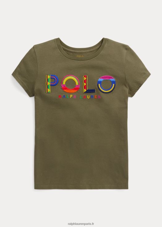 t-shirt en jersey de coton à logo 46T60T7093 enfants Ralph Lauren sauge noire