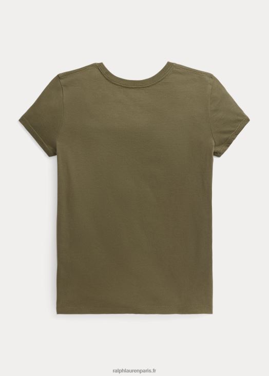 t-shirt en jersey de coton à logo 46T60T7093 enfants Ralph Lauren sauge noire