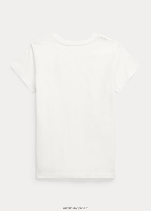 t-shirt en jersey de coton à logo 46T60T7094 enfants Ralph Lauren lavage de pont blanc