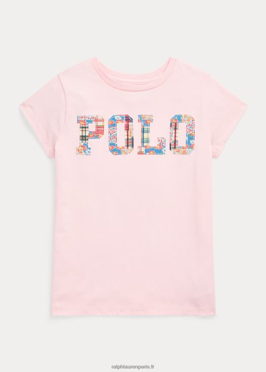 t-shirt en jersey de coton à logo 46T60T7096 enfants Ralph Lauren soupçon de rose