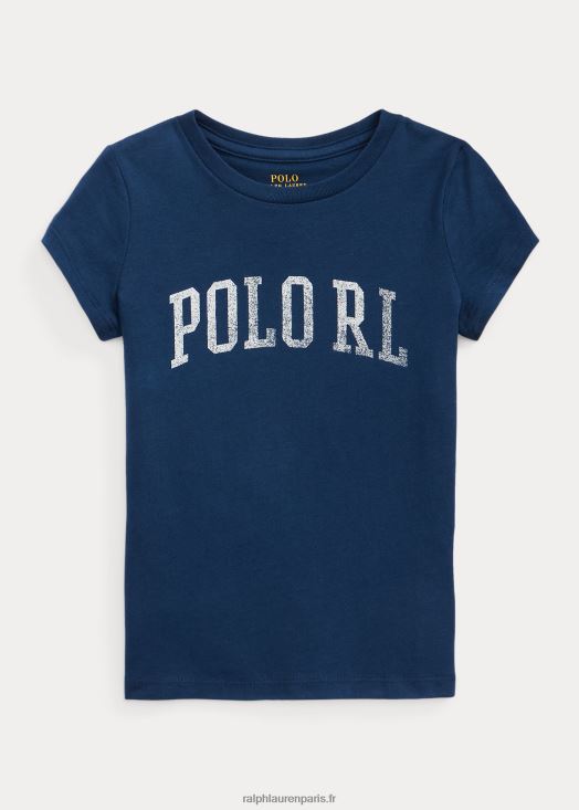 t-shirt en jersey de coton à logo 46T60T7378 enfants Ralph Lauren marine rustique
