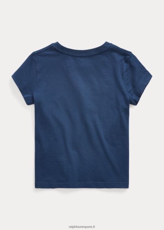 t-shirt en jersey de coton à logo 46T60T7414 enfants Ralph Lauren marine rustique