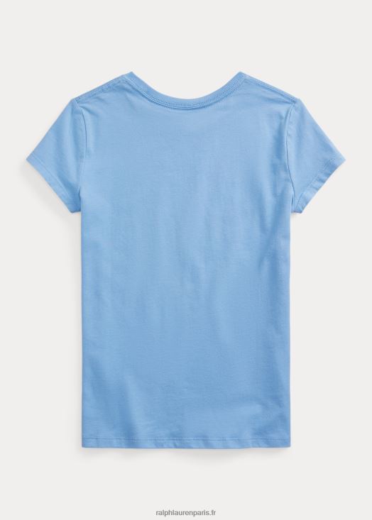 t-shirt en jersey de coton à logo 46T60T7528 enfants Ralph Lauren bleu de l'île du port