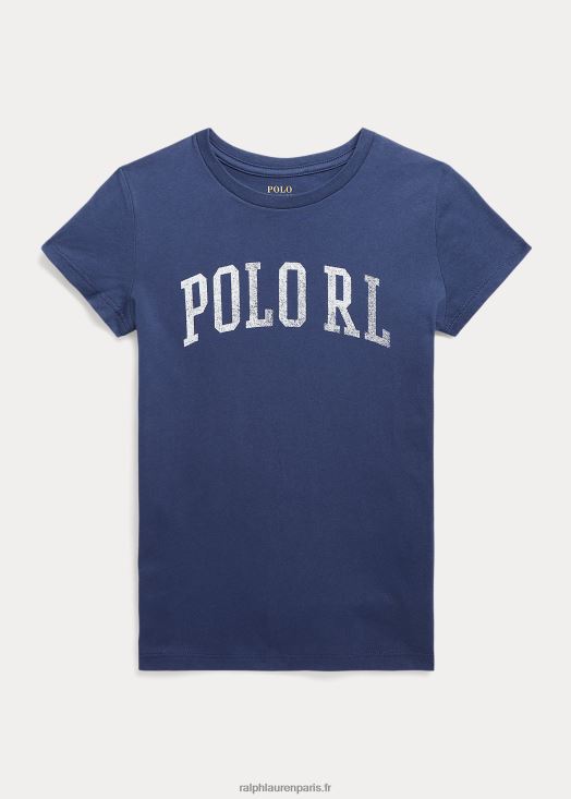 t-shirt en jersey de coton à logo 46T60T7529 enfants Ralph Lauren marine rustique