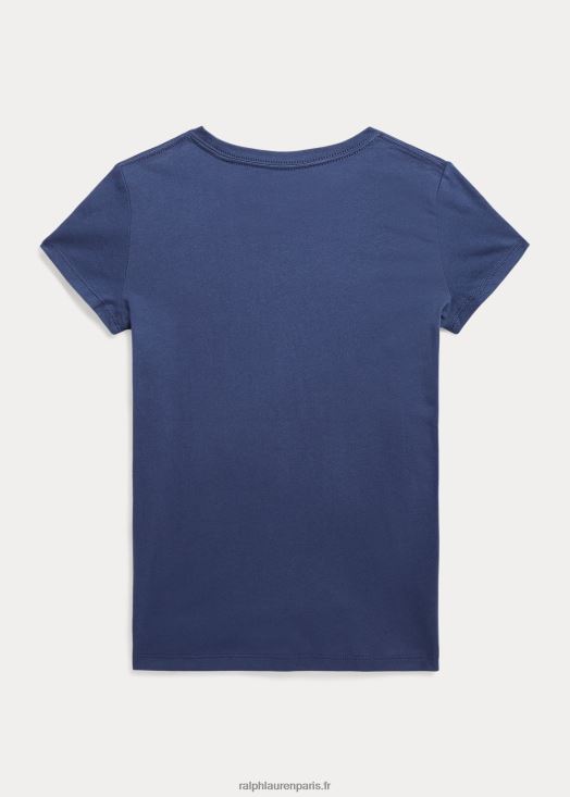 t-shirt en jersey de coton à logo 46T60T7529 enfants Ralph Lauren marine rustique