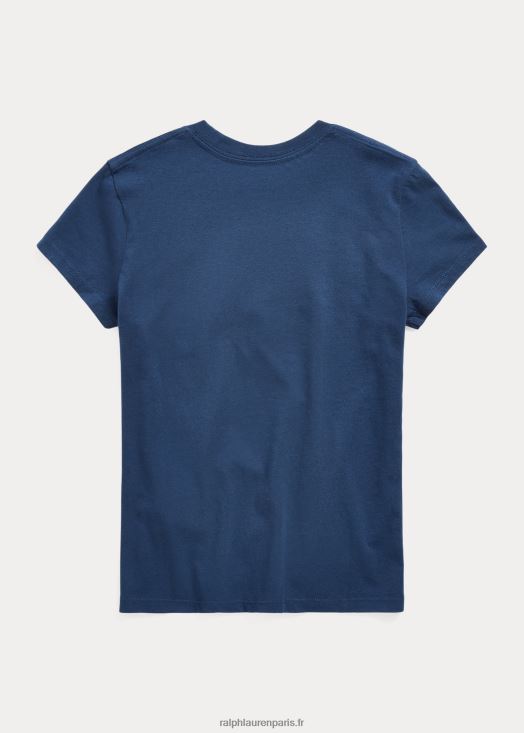 t-shirt en jersey de coton à logo 46T60T7568 enfants Ralph Lauren marine rustique