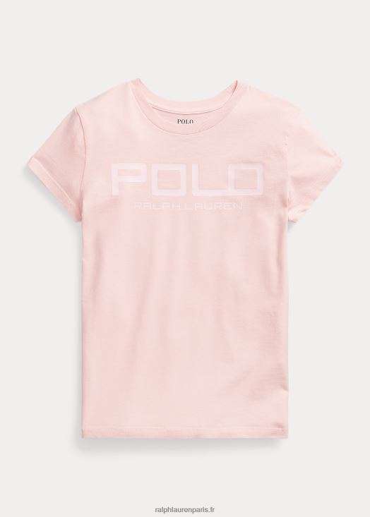 t-shirt en jersey de coton à logo 46T60T7571 enfants Ralph Lauren sable rose