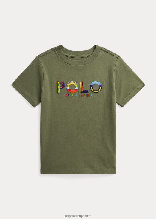 t-shirt en jersey de coton à logo 46T60T9778 enfants Ralph Lauren sauge noire