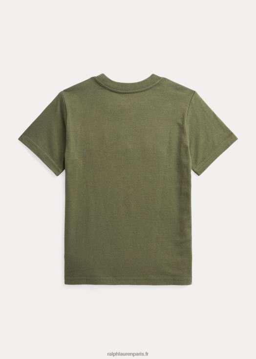 t-shirt en jersey de coton à logo 46T60T9778 enfants Ralph Lauren sauge noire