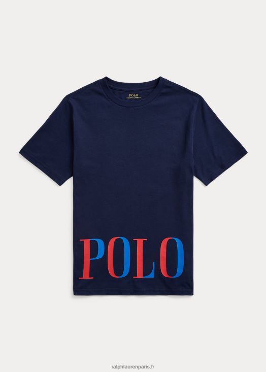 t-shirt en jersey de coton à logo 46T60T9836 enfants Ralph Lauren marine de newport