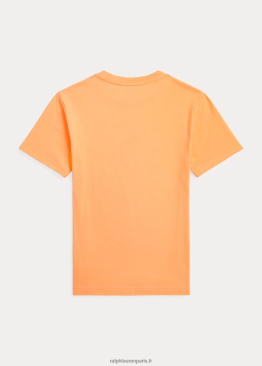 t-shirt en jersey de coton à logo big pony 46T60T5650 enfants Ralph Lauren orange clair