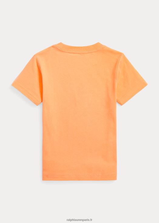 t-shirt en jersey de coton à logo big pony 46T60T5733 enfants Ralph Lauren orange clair