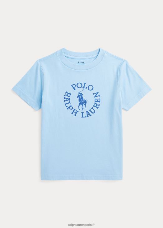 t-shirt en jersey de coton à logo big pony 46T60T5742 enfants Ralph Lauren poudre bleue