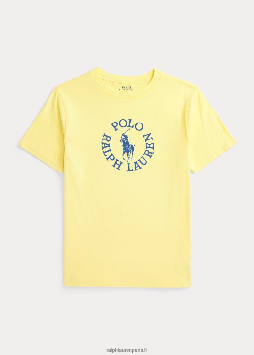 t-shirt en jersey de coton à logo big pony 46T60T6093 enfants Ralph Lauren jaune bristol