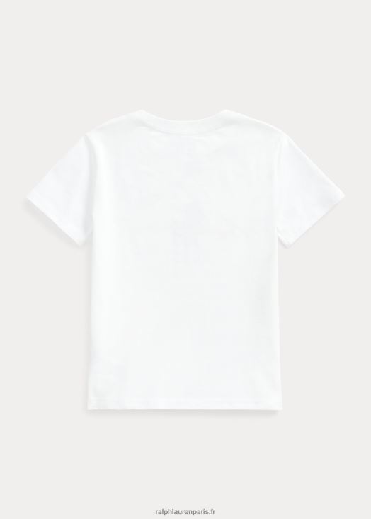 t-shirt en jersey de coton à logo big pony 46T60T6494 enfants Ralph Lauren blanc