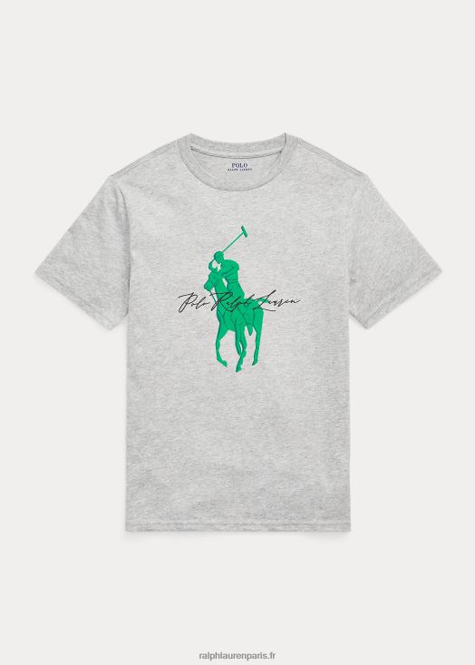 t-shirt en jersey de coton à logo big pony 46T60T6601 enfants Ralph Lauren andover bruyère