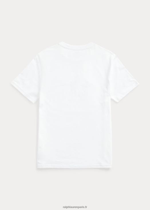 t-shirt en jersey de coton à logo big pony 46T60T6631 enfants Ralph Lauren blanc