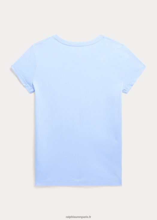 t-shirt en jersey de coton à logo big pony 46T60T6717 enfants Ralph Lauren bleu bébé