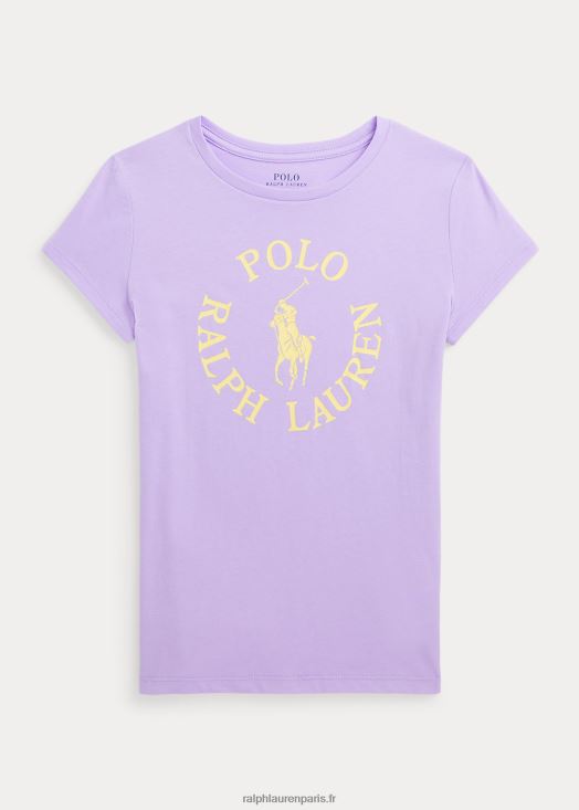 t-shirt en jersey de coton à logo big pony 46T60T6719 enfants Ralph Lauren poudre violette