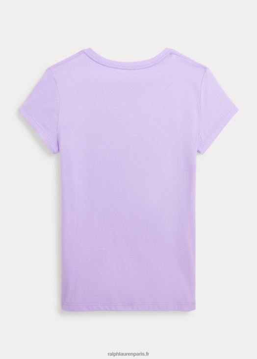 t-shirt en jersey de coton à logo big pony 46T60T6719 enfants Ralph Lauren poudre violette